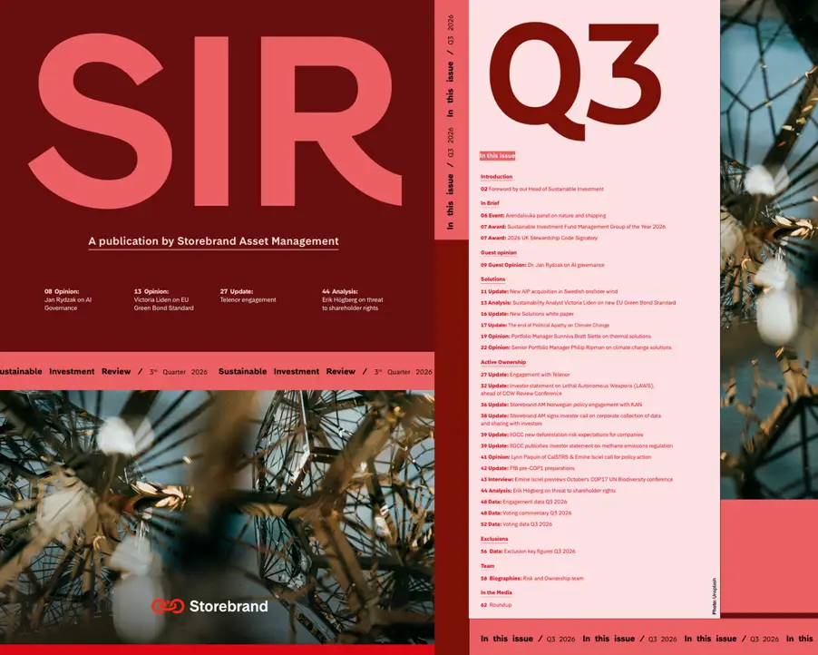Framisda och sida 2 i SIR Q3 2026 rapport.